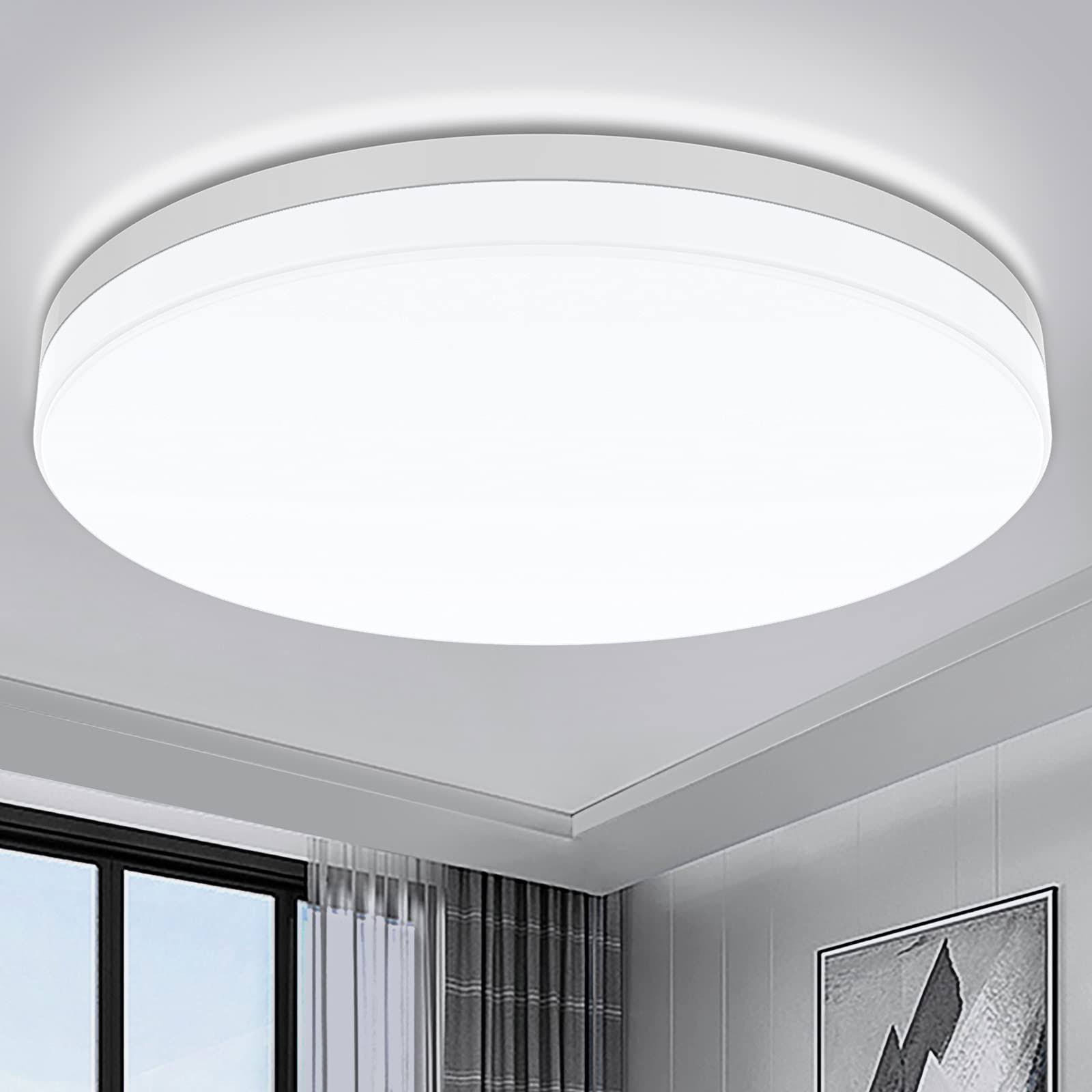 Airand 5000K LED Ceiling Light Flush Mount 18W 1650Lm Round LED Ceiling Lamp for Kitchen, Bedroom, Bathroom, Hallway,