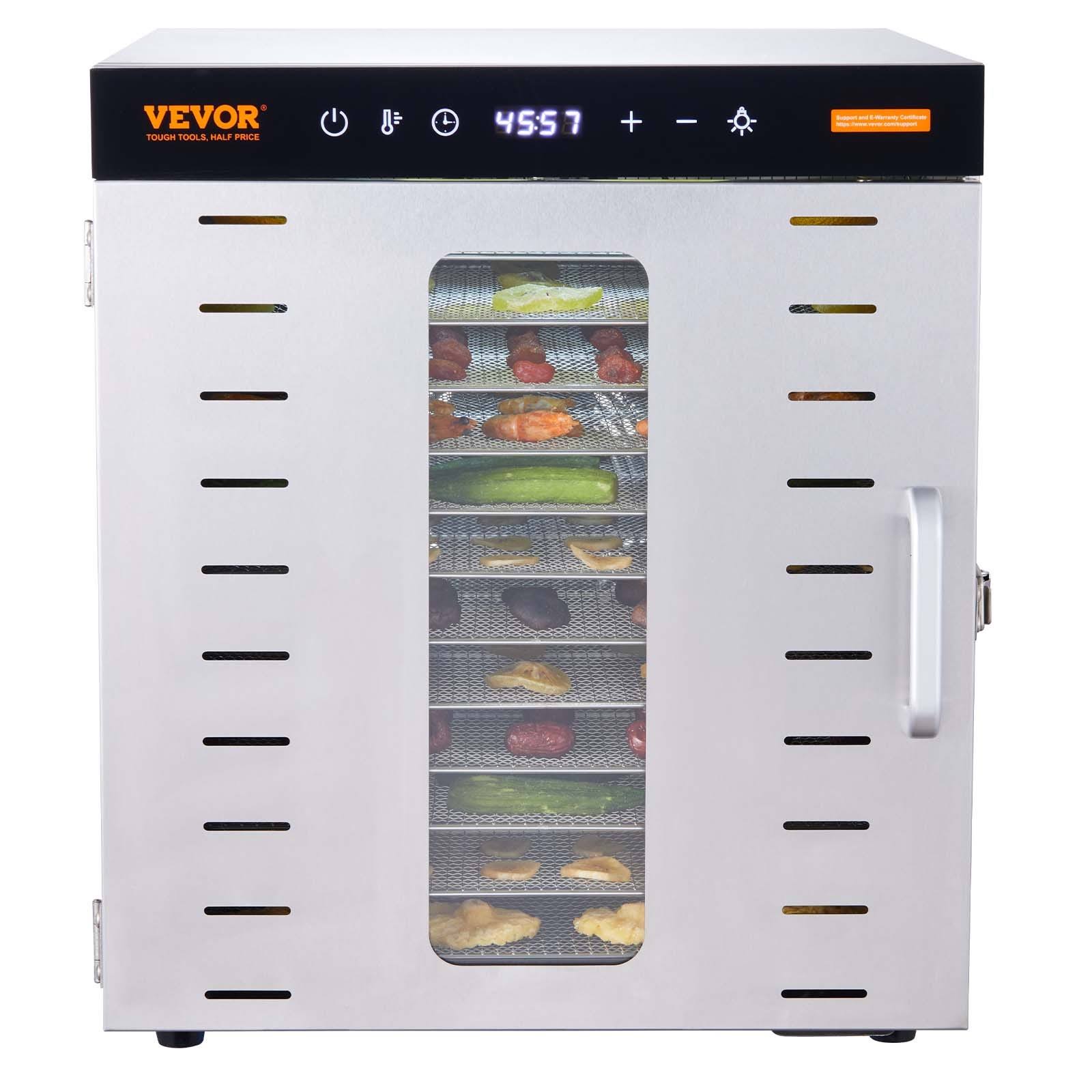 VEVOR Food Dehydrator Machine, 10 Stainless Steel Trays, 1000W Electric Food Dryer with Digital Adjustable Timer & Temperature