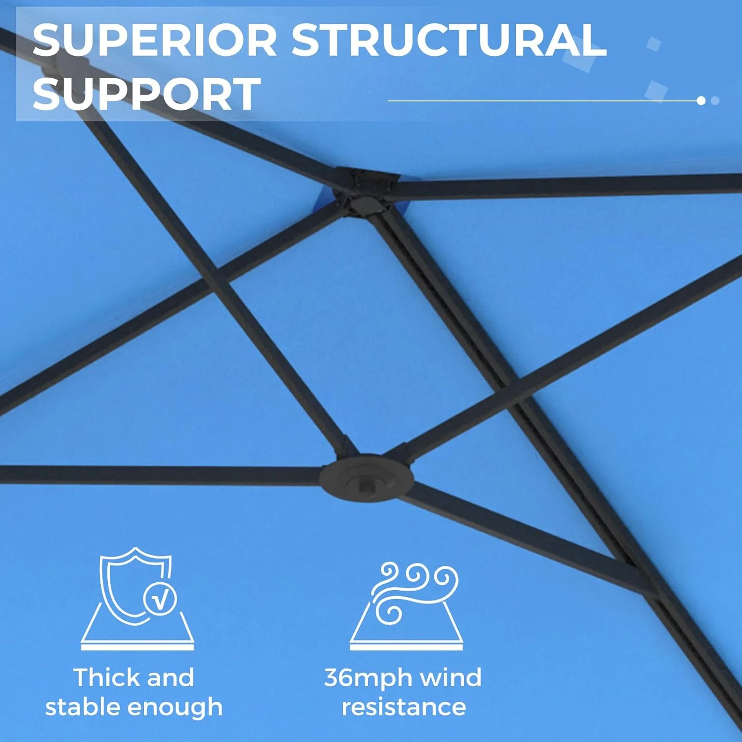 AECOJOY 10ft Cantilever Patio Umbrella, Large Rectangle Umbrella 180° Rotation Offset, Blue