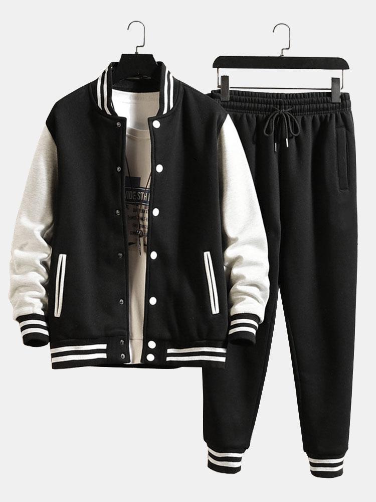Veste de baseball et pantalon de jogging contrastés