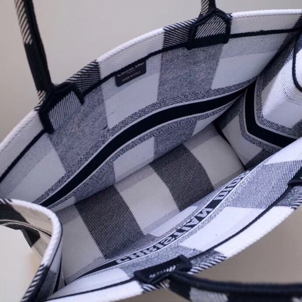 D Book Tote Bag  Checkered Canvas