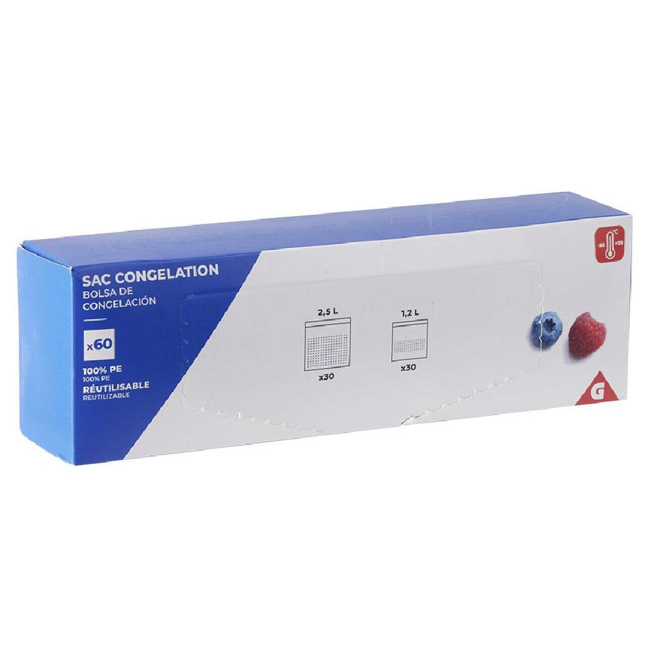 Sac de congélation réutilisable x60