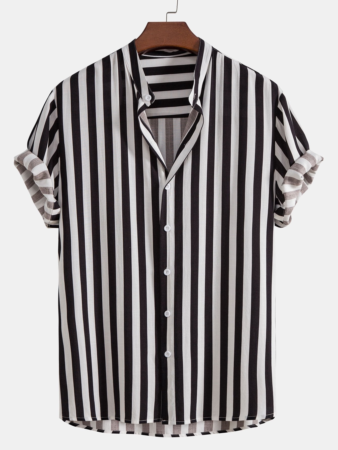 Chemise rayée à col montant et short de bain