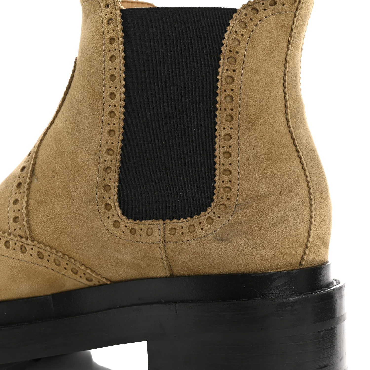 Suede Goatskin Chelsea Ankle Boots 37 Beige Gobi