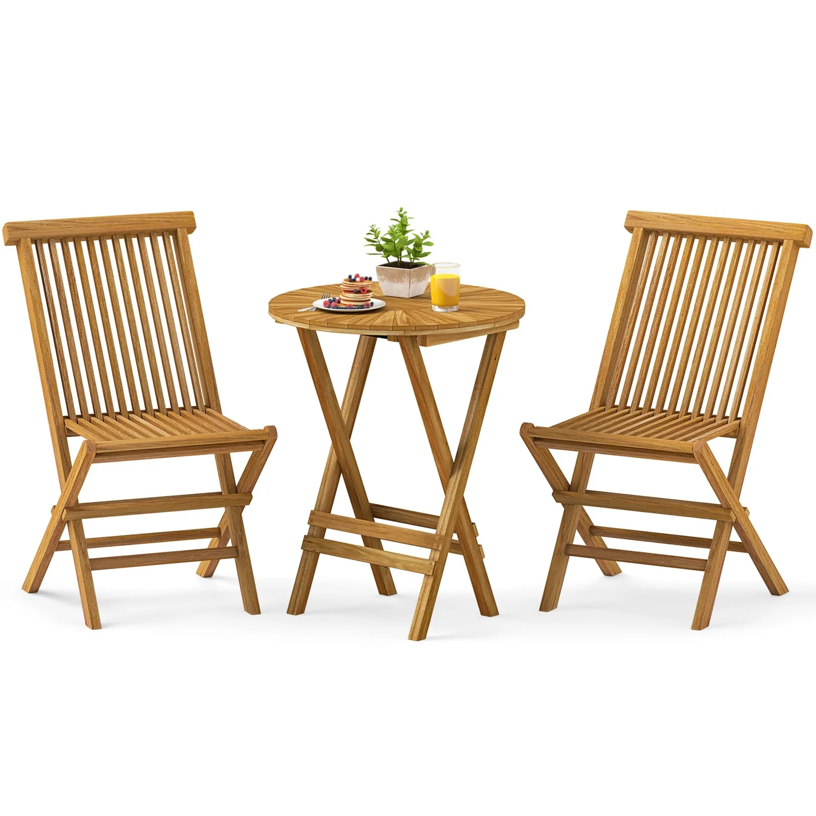 Tangkula 3 Pieces Folding Patio Bistro Set