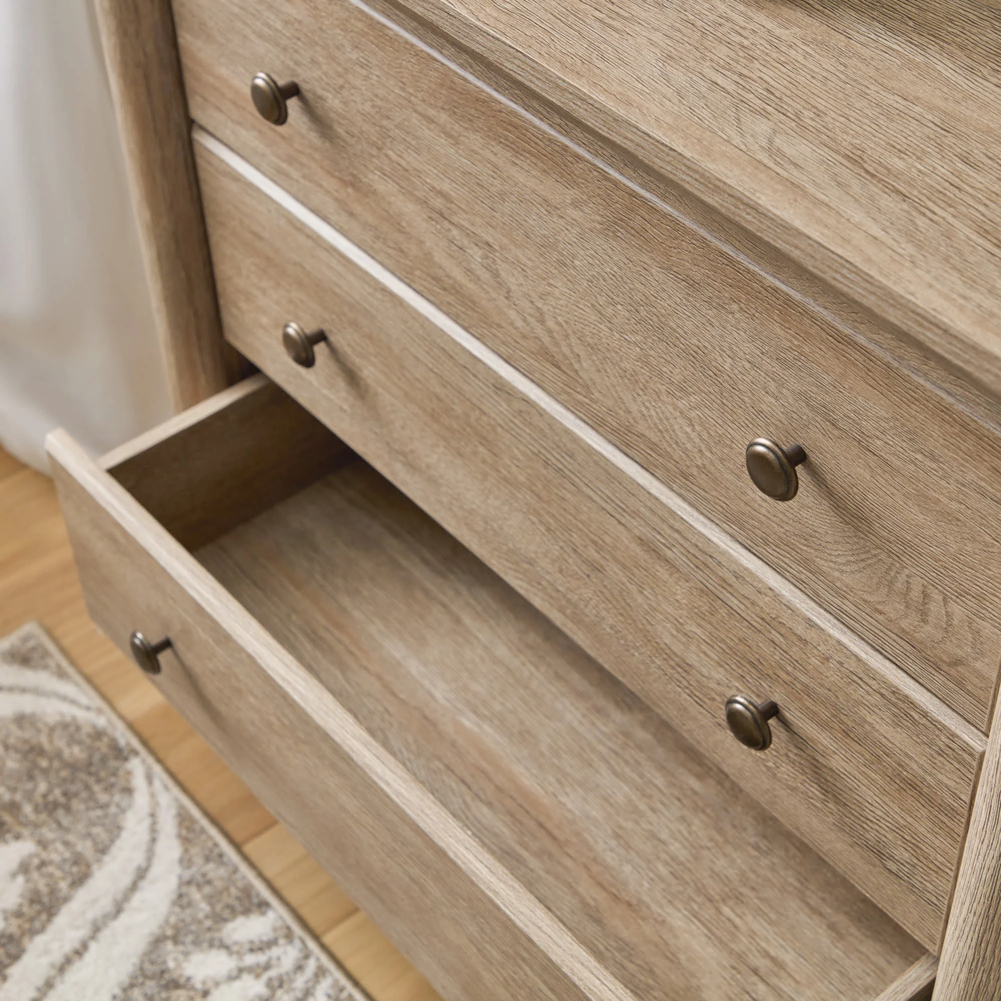Monroe 3 Drawer Nightstand with USB, Brushed Oak Finish(Single) - Image 8