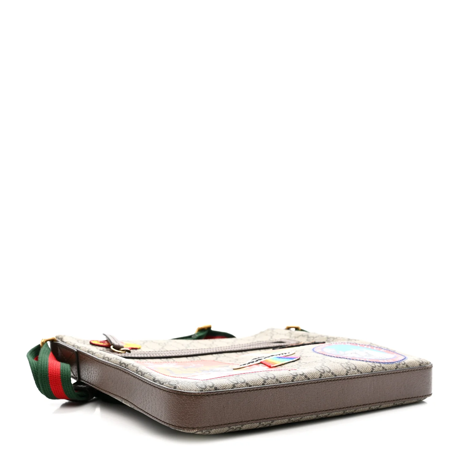 Soft GG Supreme Monogram Courrier Web Medium Flat Messenger Bag Beige New Acero Multicolor