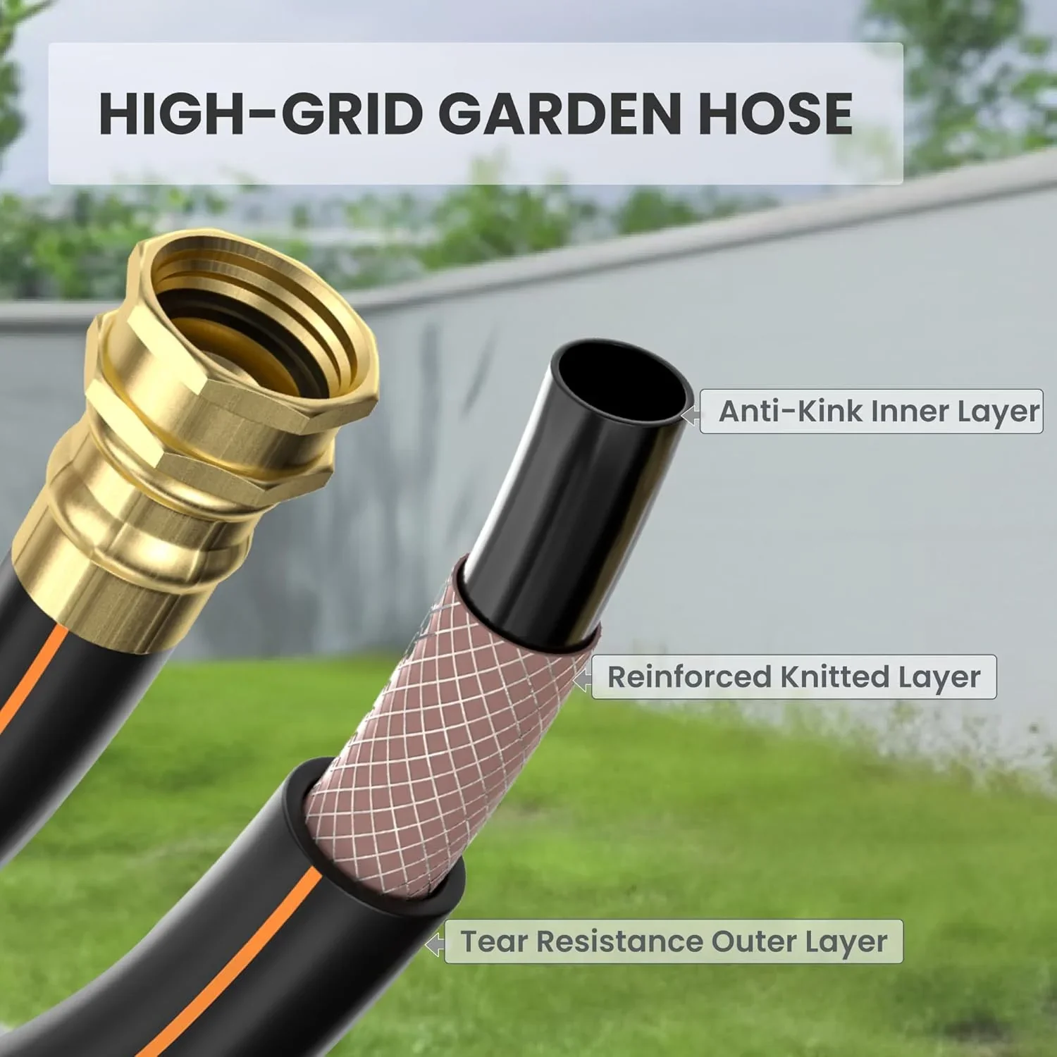 Giraffe Tools Retractable Garden Hose Reel with 1/2in-78ft Hose, Metal Bracket, Wall Mounted, Dark Grey