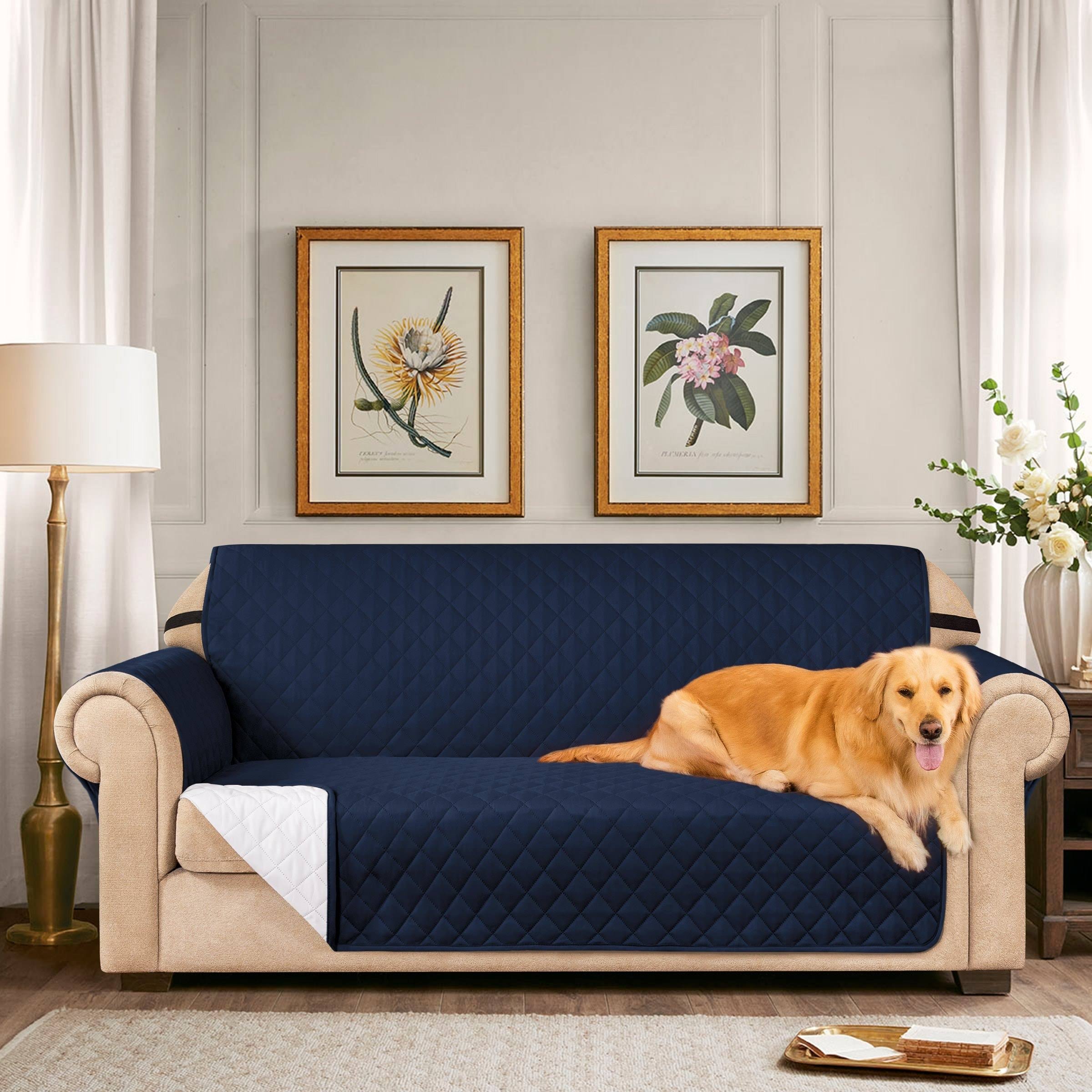 Subrtex Reversible Armchair/Loveseat/Sofa Slipcover - Navy