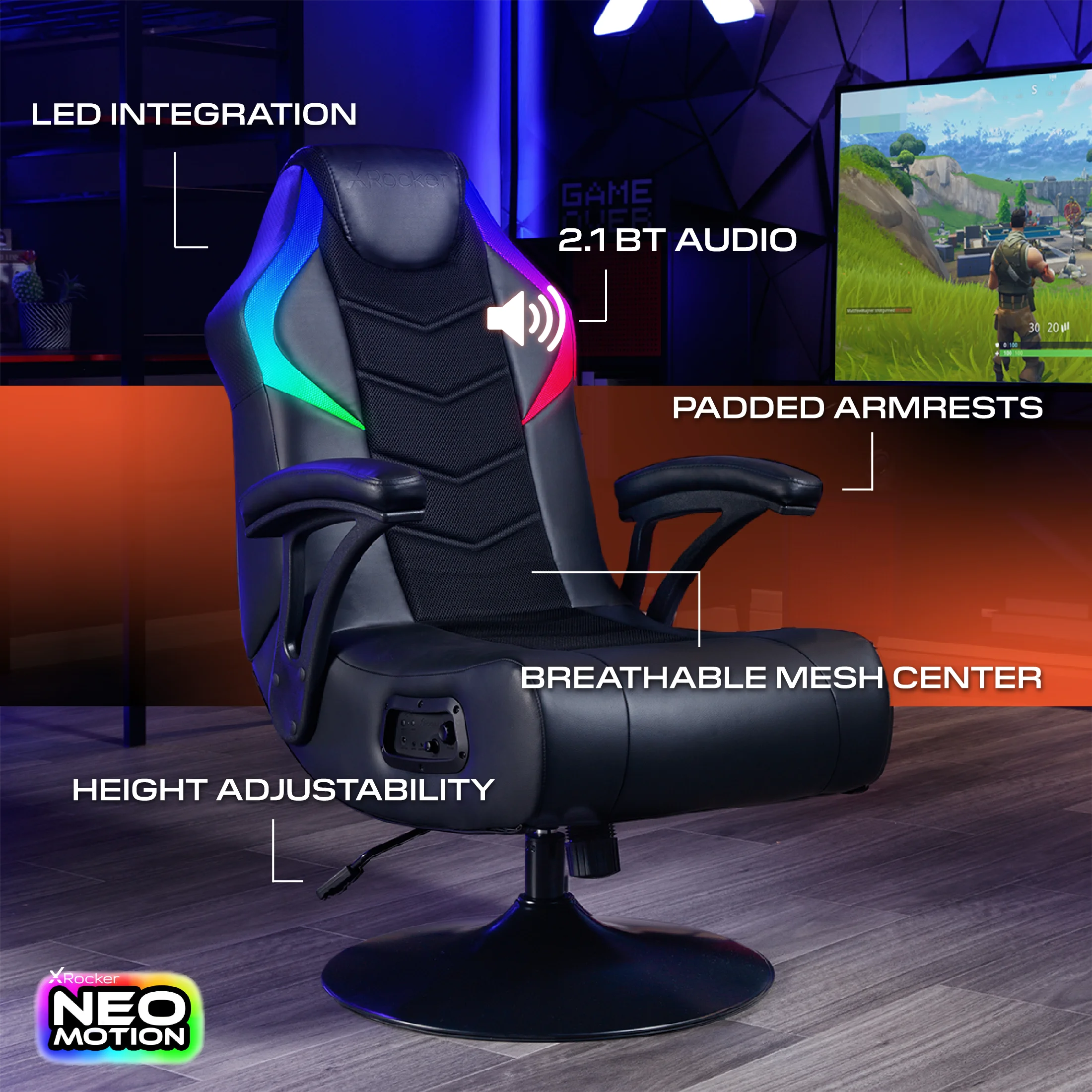 Nemesis RGB Pedestal Gaming Chair, Black - Image 5