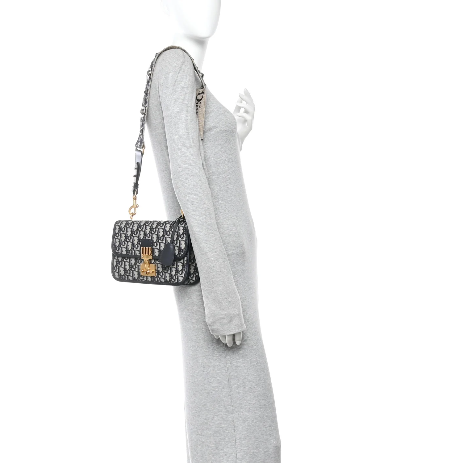 Oblique Small DiorAddict Flap Bag Navy Blue