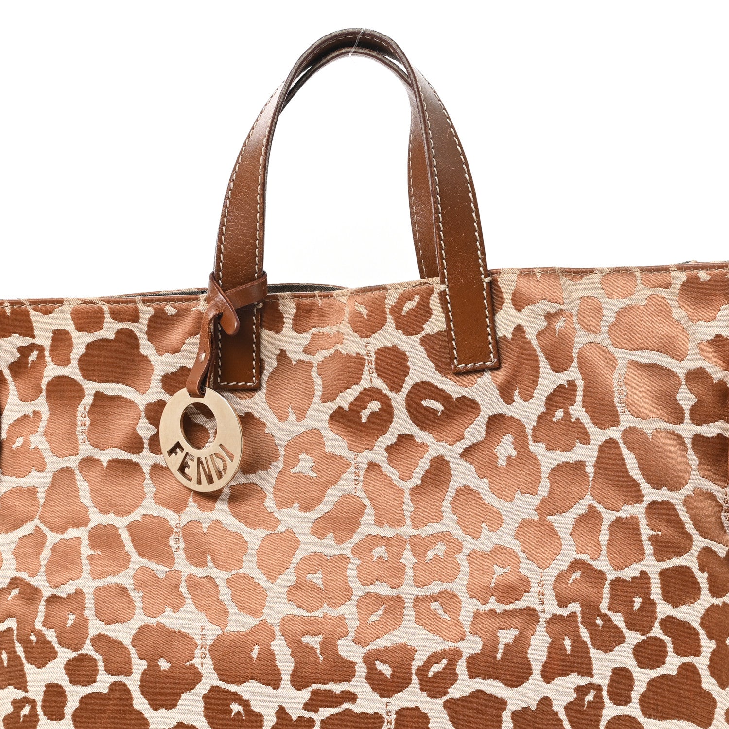 Jacquard Leopard Print Shopping Tote Brown