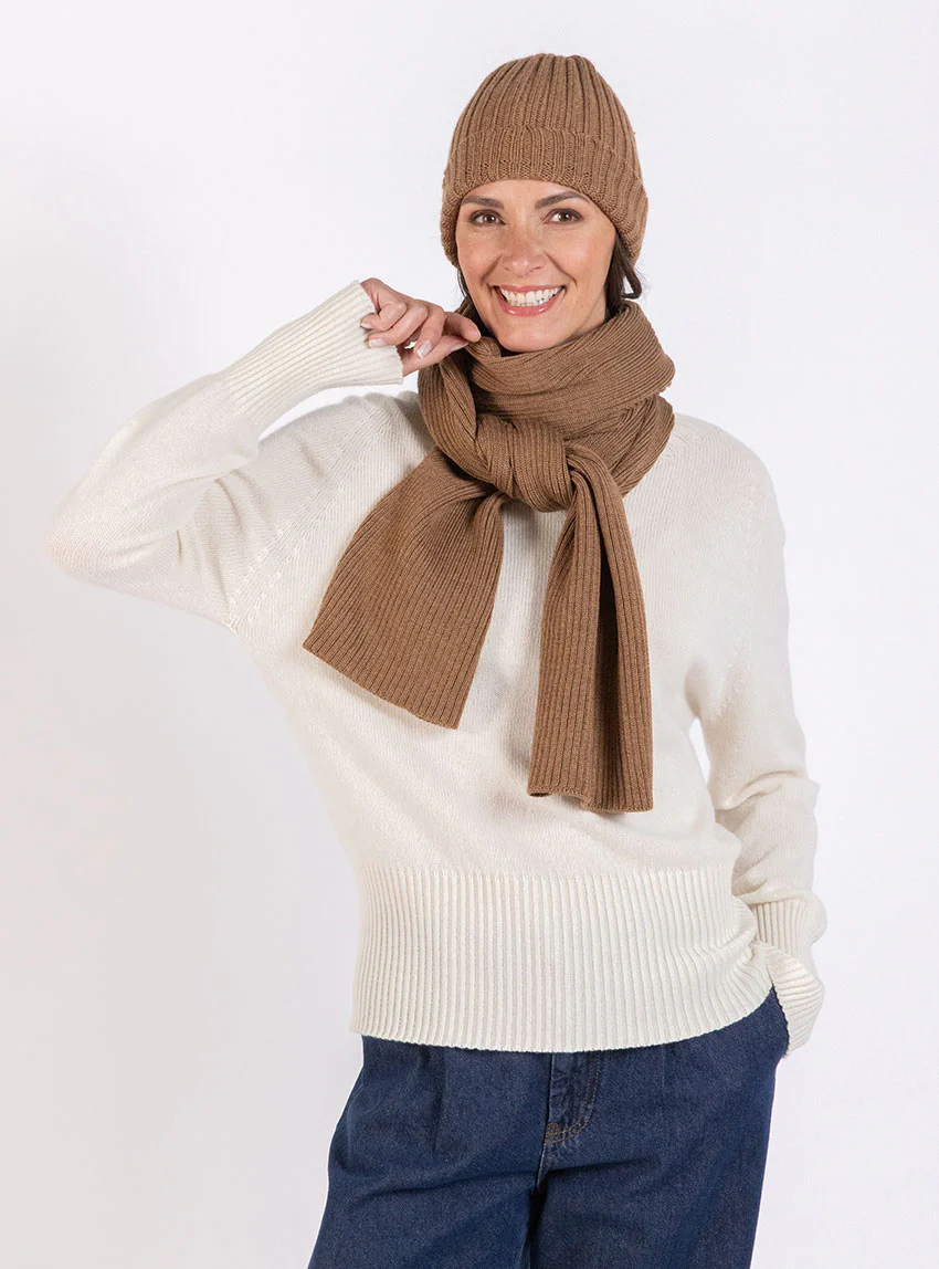 Bonnet mixte en laine mérinos marron