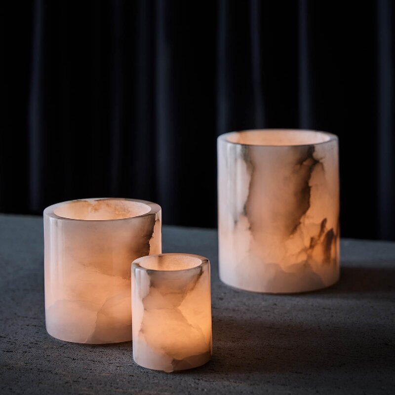 Alabaster telysholder M 12 cm