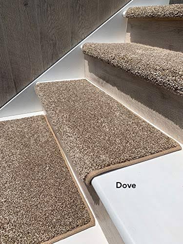 Oak Valley Designs Rounded Bullnose Carpet Stair Tread - Anti Slip Indoor Stair Mats for Wooden Stairs, Style: Stoney Brook, Dove 27