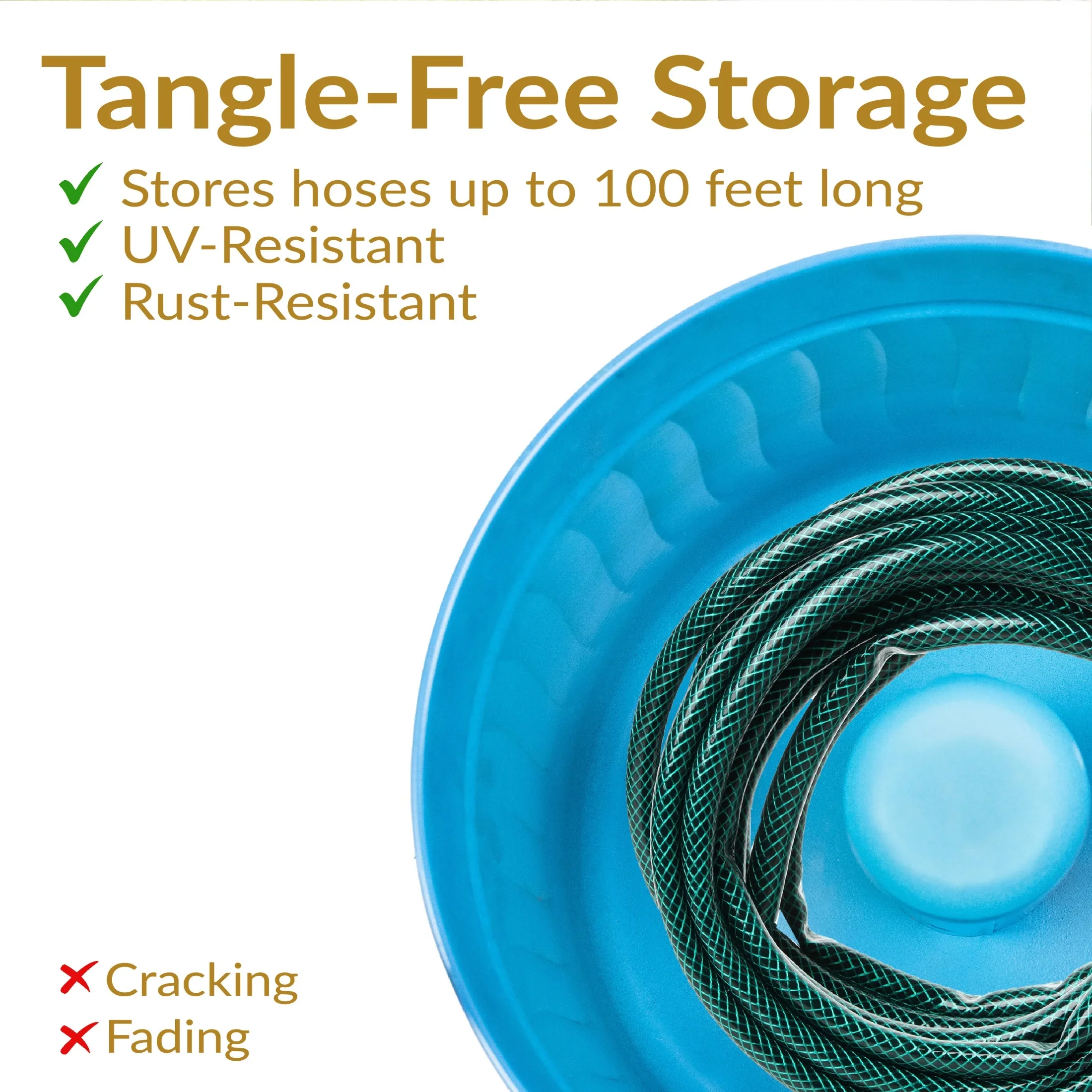 Sunnydaze 17.5 Embossed Metal Garden Hose Holder Pot with Lid, Blue Patina
