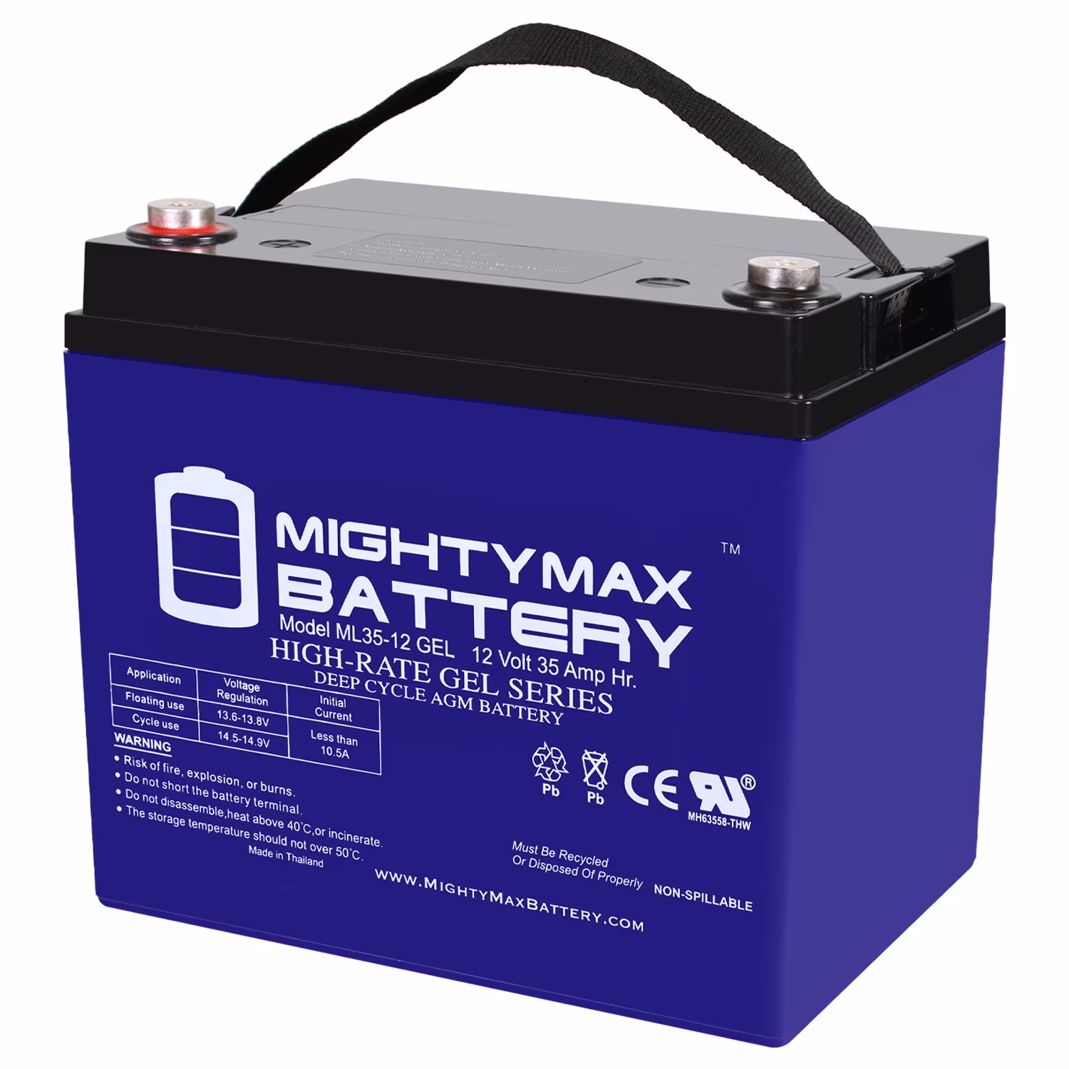 ML35-12 GEL 12 Volt 35 AH, GEL Type, Internal Thread (INT) Terminal, Rechargeable AGM Battery(ML35-12 GEL)