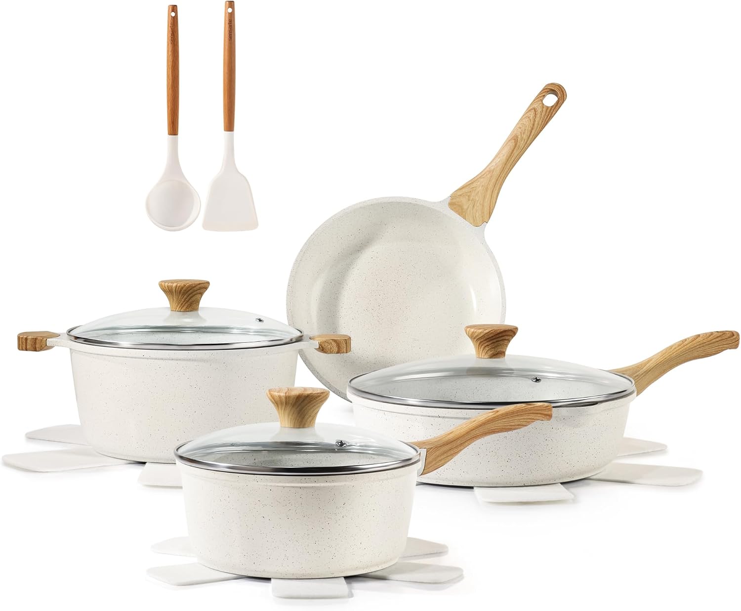 SENSARTE Nonstick Ceramic Cookware Set, 13-Pcs Non-toxic Pots and Pans Set