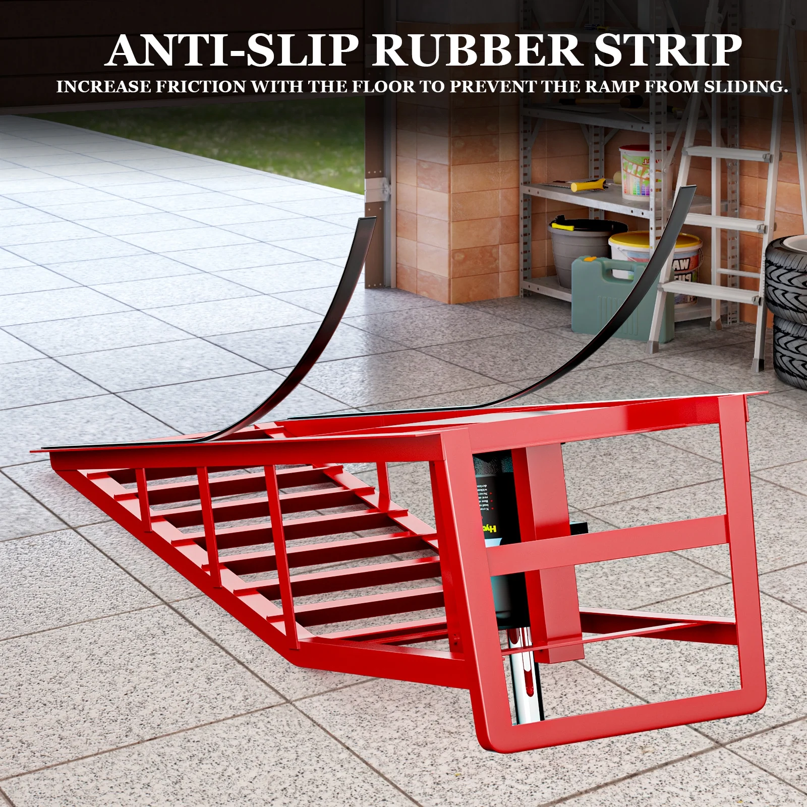 2-Pack Hydraulic Car Ramps: Heavy-Duty Vehicle Ramps with 5T / 10000lbs Jack Load Capacity, Portable Design for Effortless Oil Changes and Car Lifts(Red) - Image 8