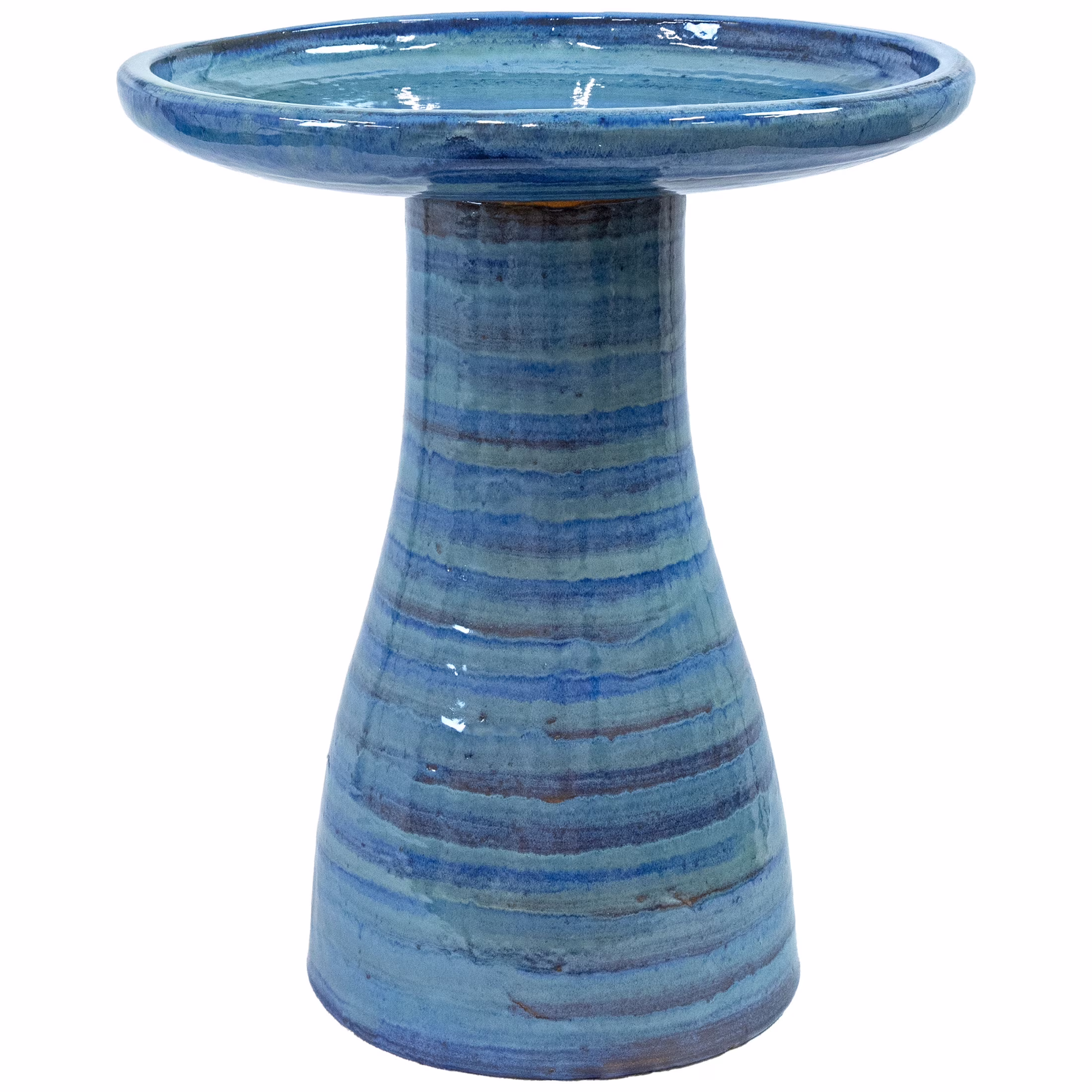 Freestanding Ceramic Outdoor Bird Bath, Glazed, UV-Resistant Galaxy Blue Finish(Galaxy Blue) - Image 3