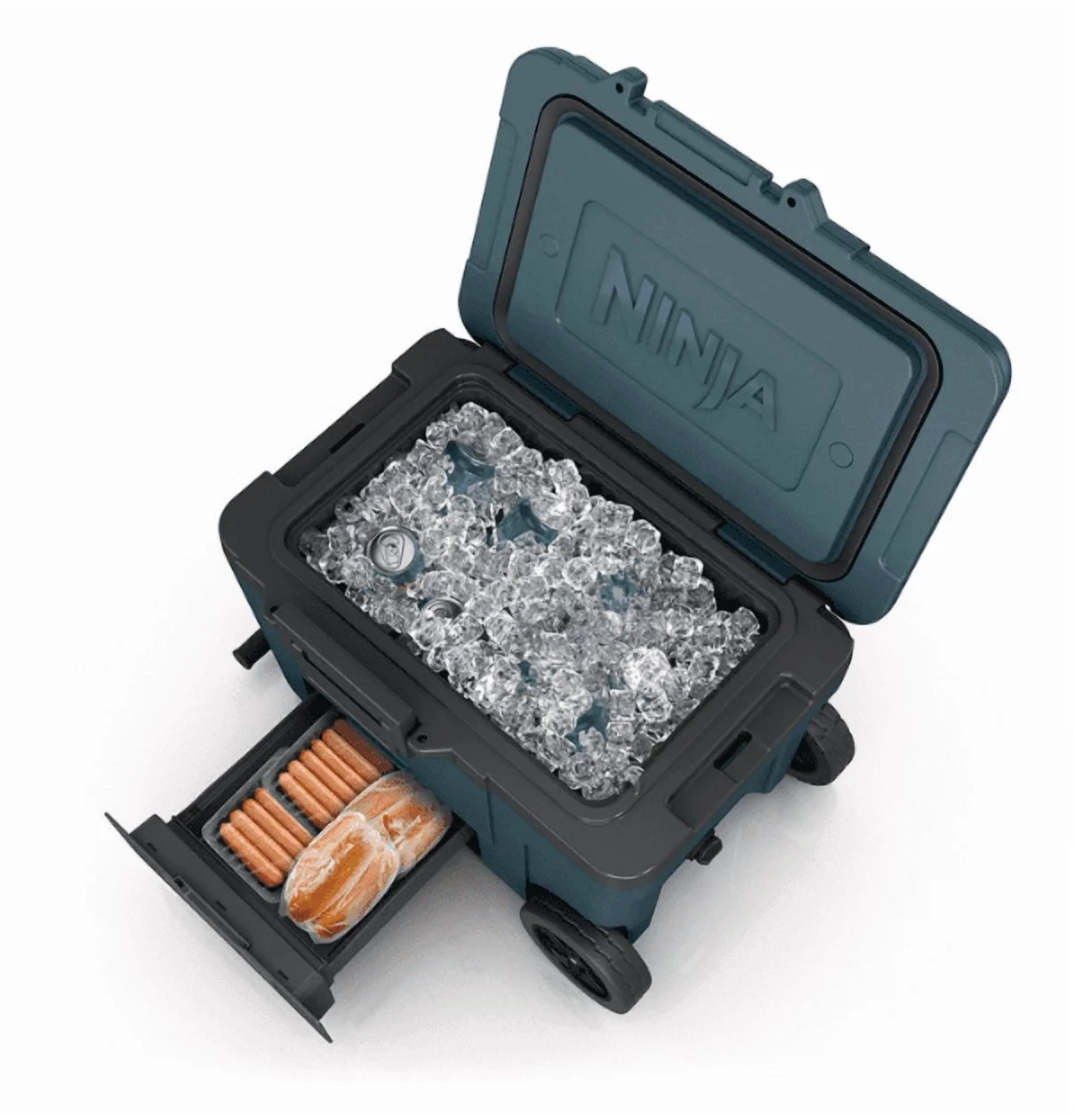 Cooler | FrostVault 45QT Cooler with Wheels | Insulated with Temp Dry Storage Drawer | Keeps Ice Cold for Days | for The Beach, Camping, Picnics More | Ocean Blue | FB245AOB - Image 3
