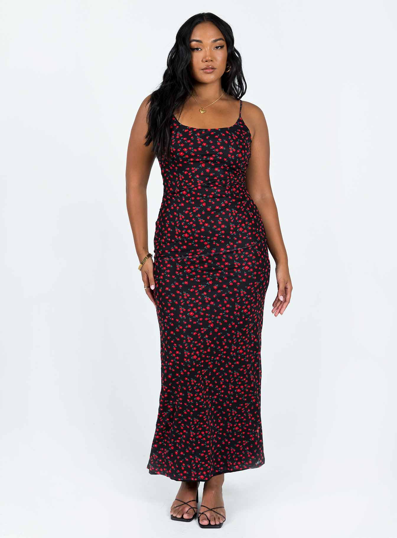 Knox Maxi Dress Black / Red Floral