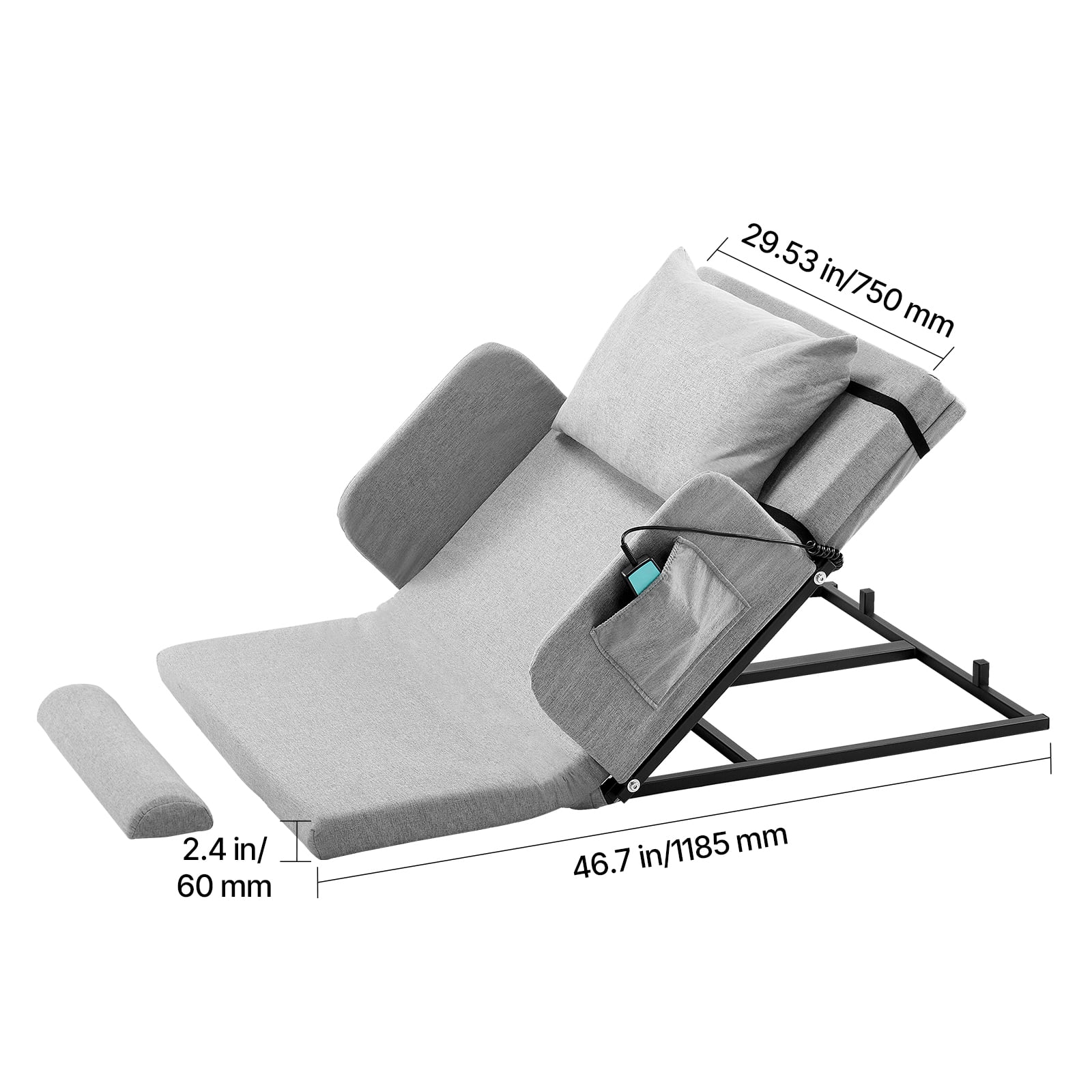 Electric Adjustable Bed Backrest, 300 lbs Capacity, 4-68�� Incline, with Armrest Storage Pocket, Machine Washable, Ideal for Pregnant Women, Elderly, and Patients - Image 4