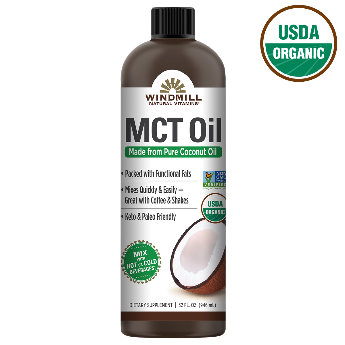 Windmill USDA Organic MCT Oil, 32 Fl Oz
