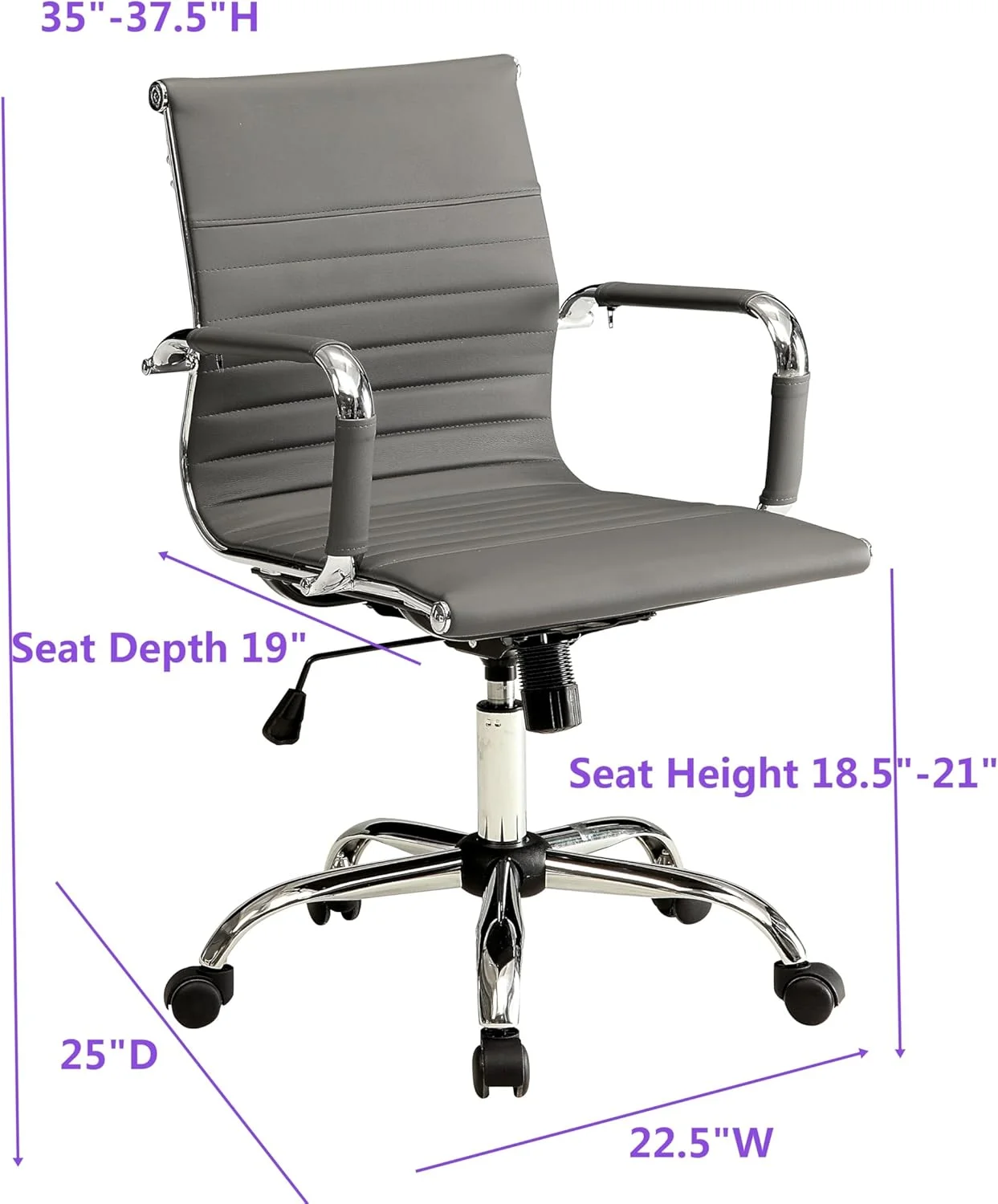 LCH Modern Mid Back Home Office Chair Computer Executive Desk Chair Pu Leather��Gray