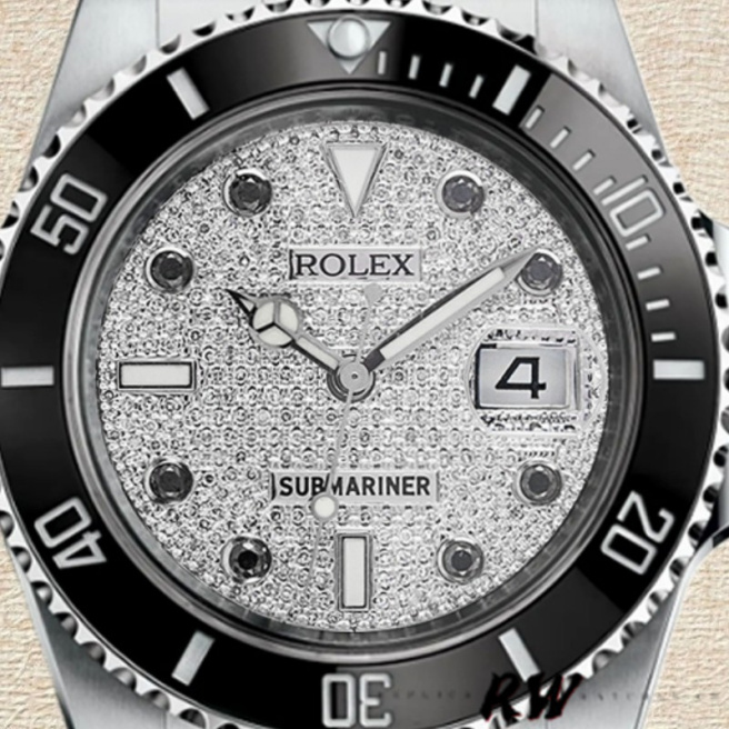 Rolex Submariner 116610 Diamond Paved Dial Stainless Steel 40mm Mens Replica Watch
