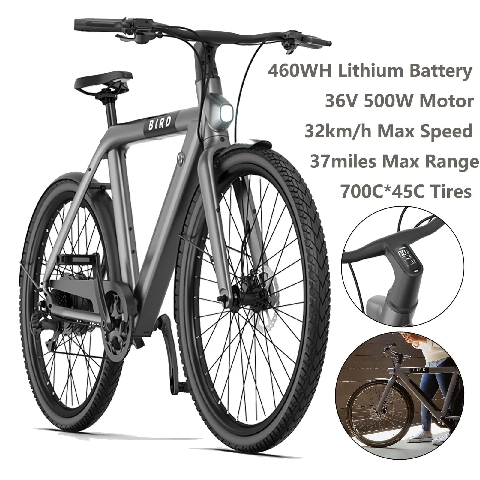 500W 28 in Electric Bike Mountain Bicycle E - Bike 36V Li - Battery City Bike Black