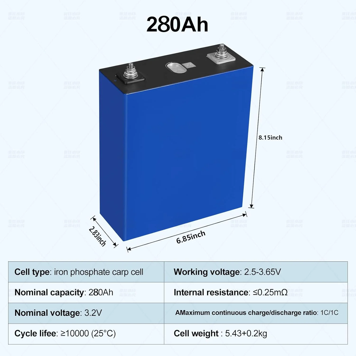 280Ah 3.2V Battery 4 Pack LiFePO4 Grade A Deep Cycle Lithium Iron Phosphate Rechargeable with Nuts and Bus Bars,8000-10000Life Cycles��Replacement Batteries for Solar Systems, Cars, RVs(280Ah 3.2V 4 Pack) - Image 7