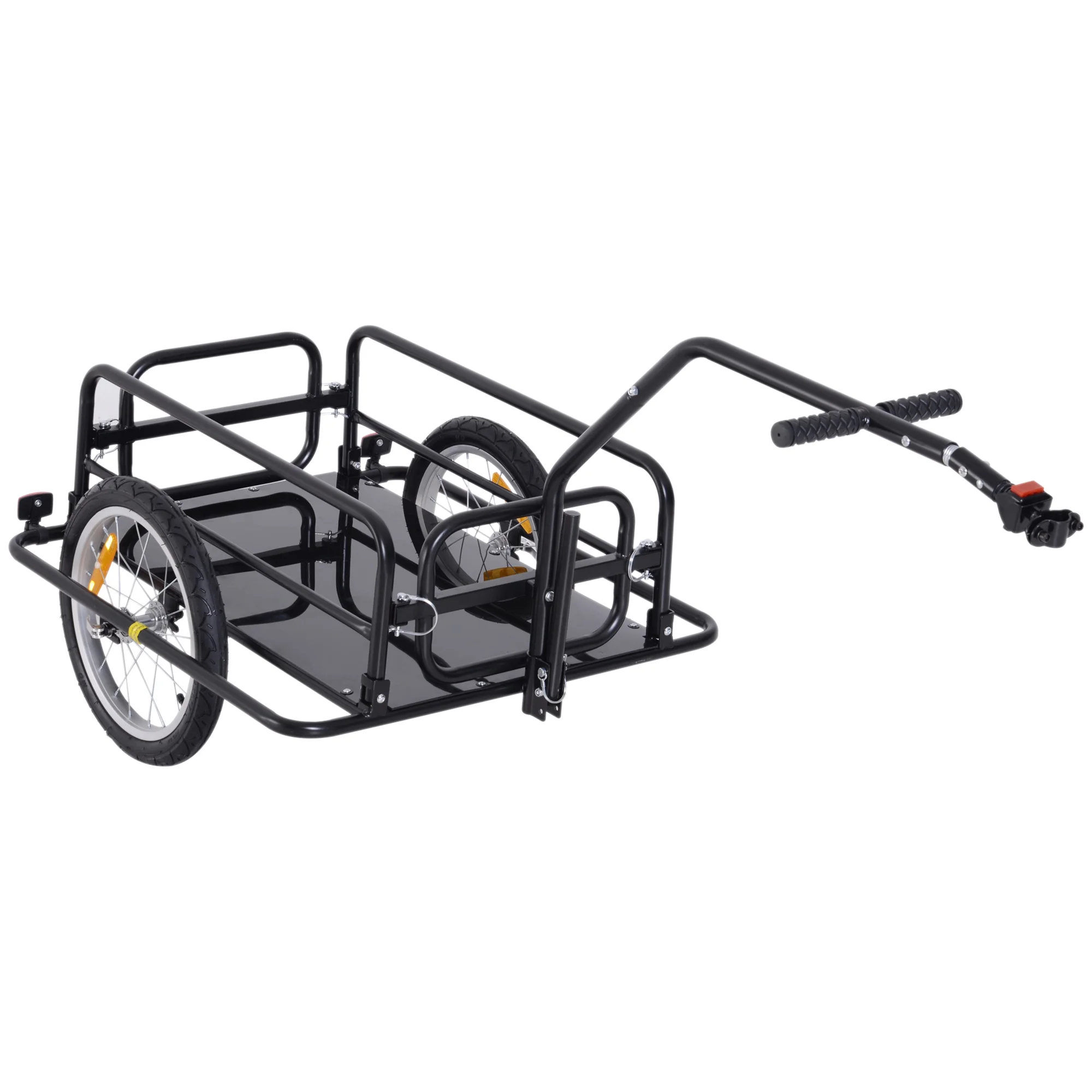 Aosom Foldable Bike Cargo Trailer Cart with Hitch, 88 lb. Capacity, Black