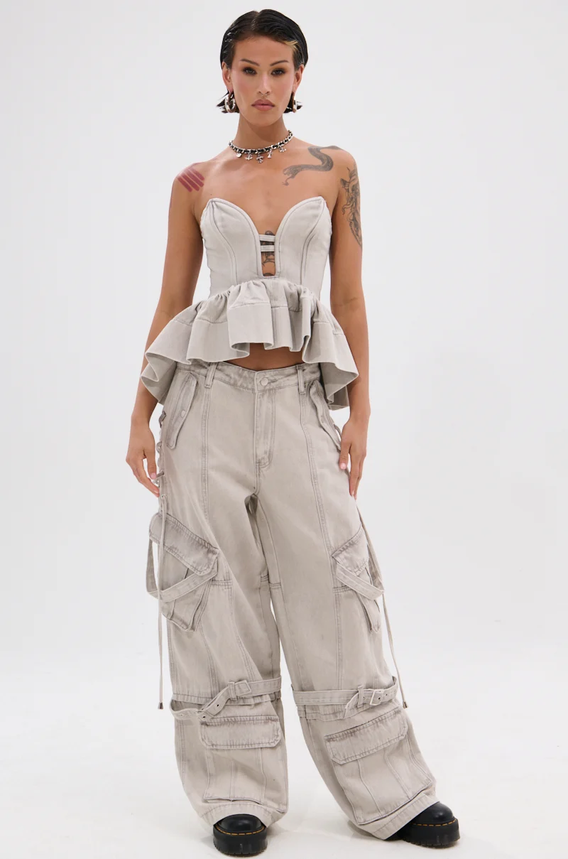 KARA DENIM CARGO PANT - Akira Store