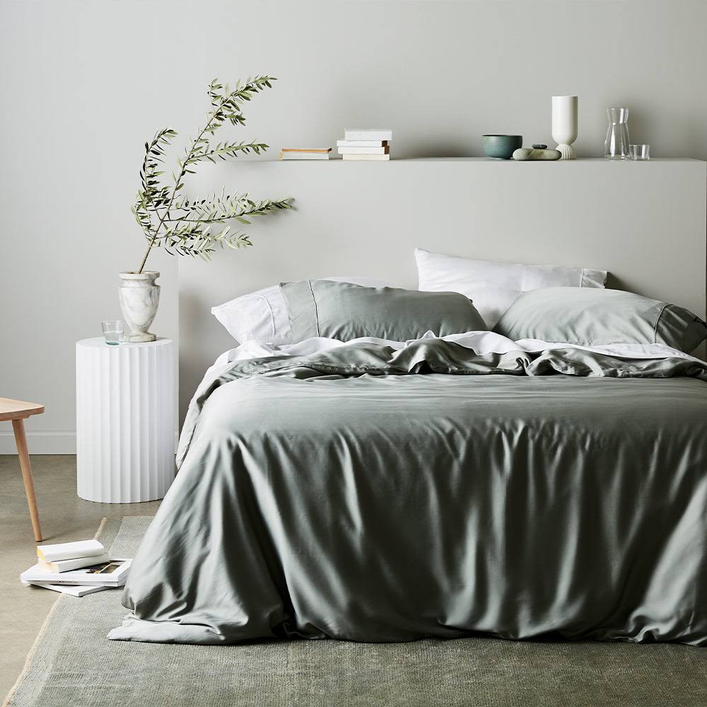 ettitude Signature Sateen Duvet Cover Sage / King/Cal King