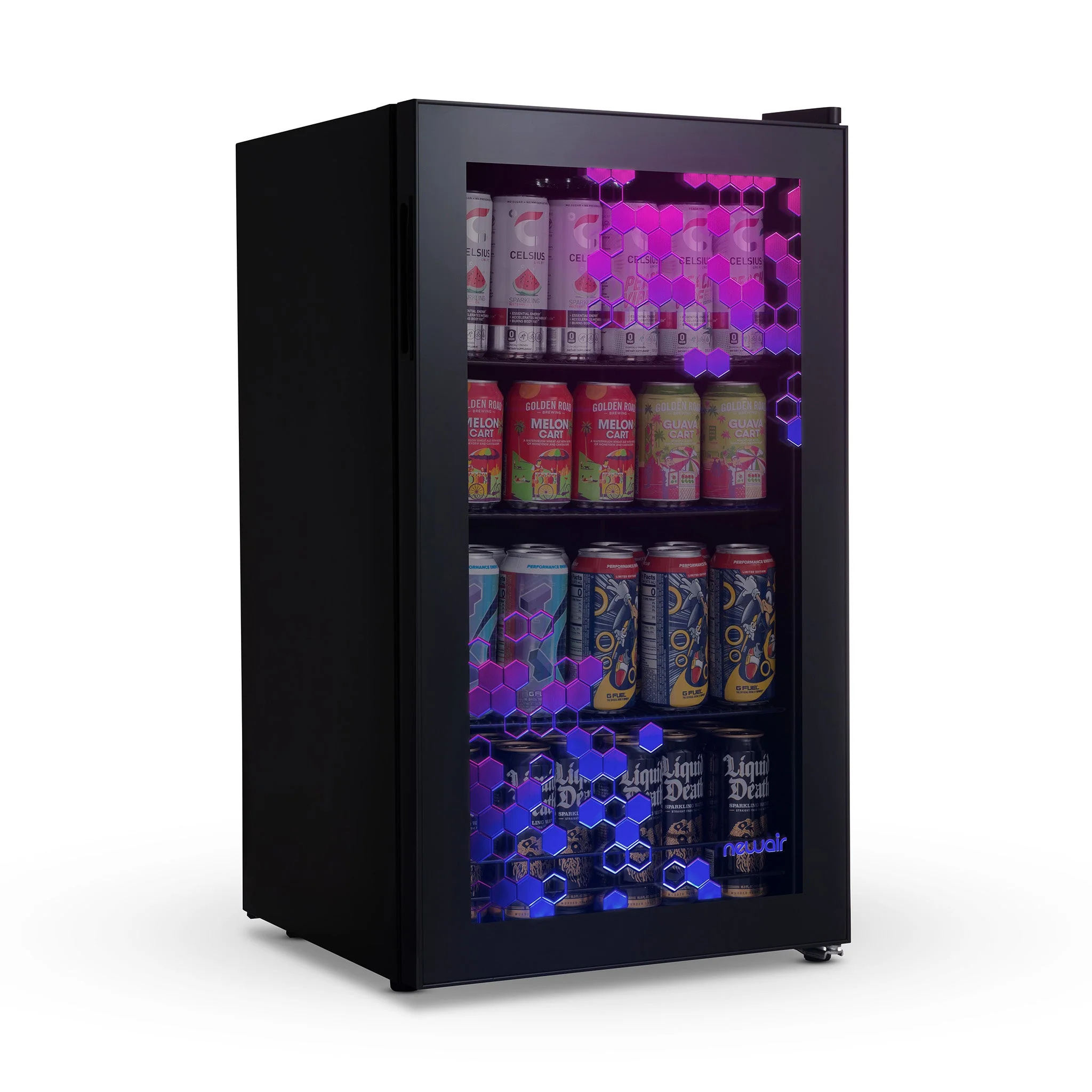 Newair Prismatic Series Beverage Fridge with RGB HexaColor LED Lights