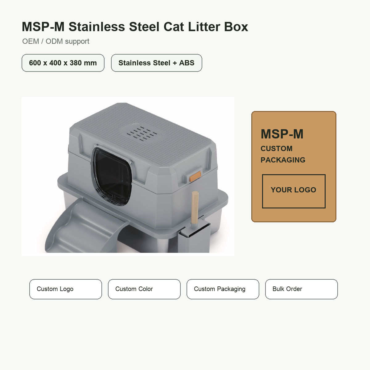 Large Stainless Steel Enclosed Cat Litter Box Arenero Para Gatos Front Door Step Ramp Ventilated Lid for Large Indoor Pets
