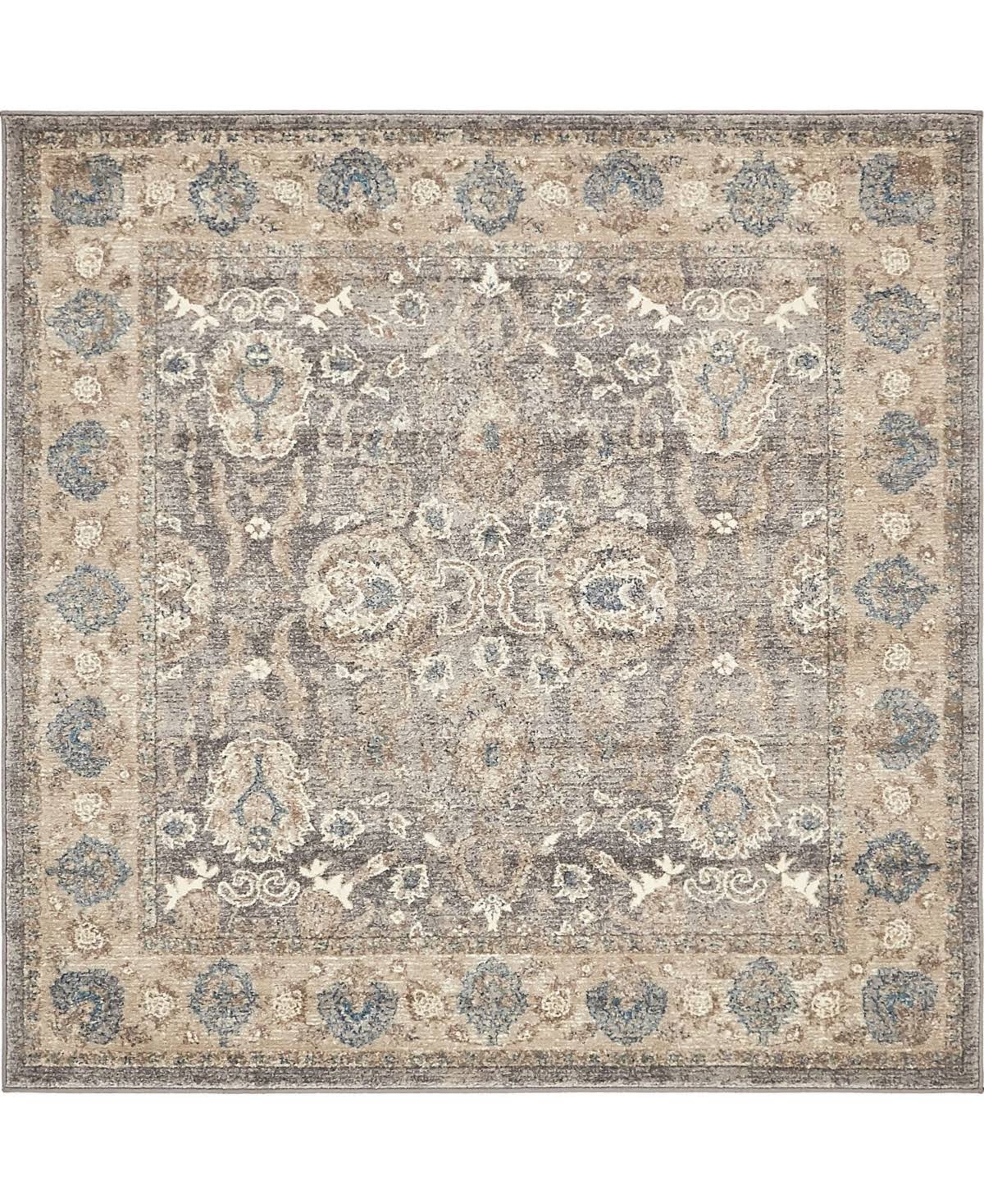 Unique Loom Salzburg Gaisberg Rug Gray / Square 5' x 5'