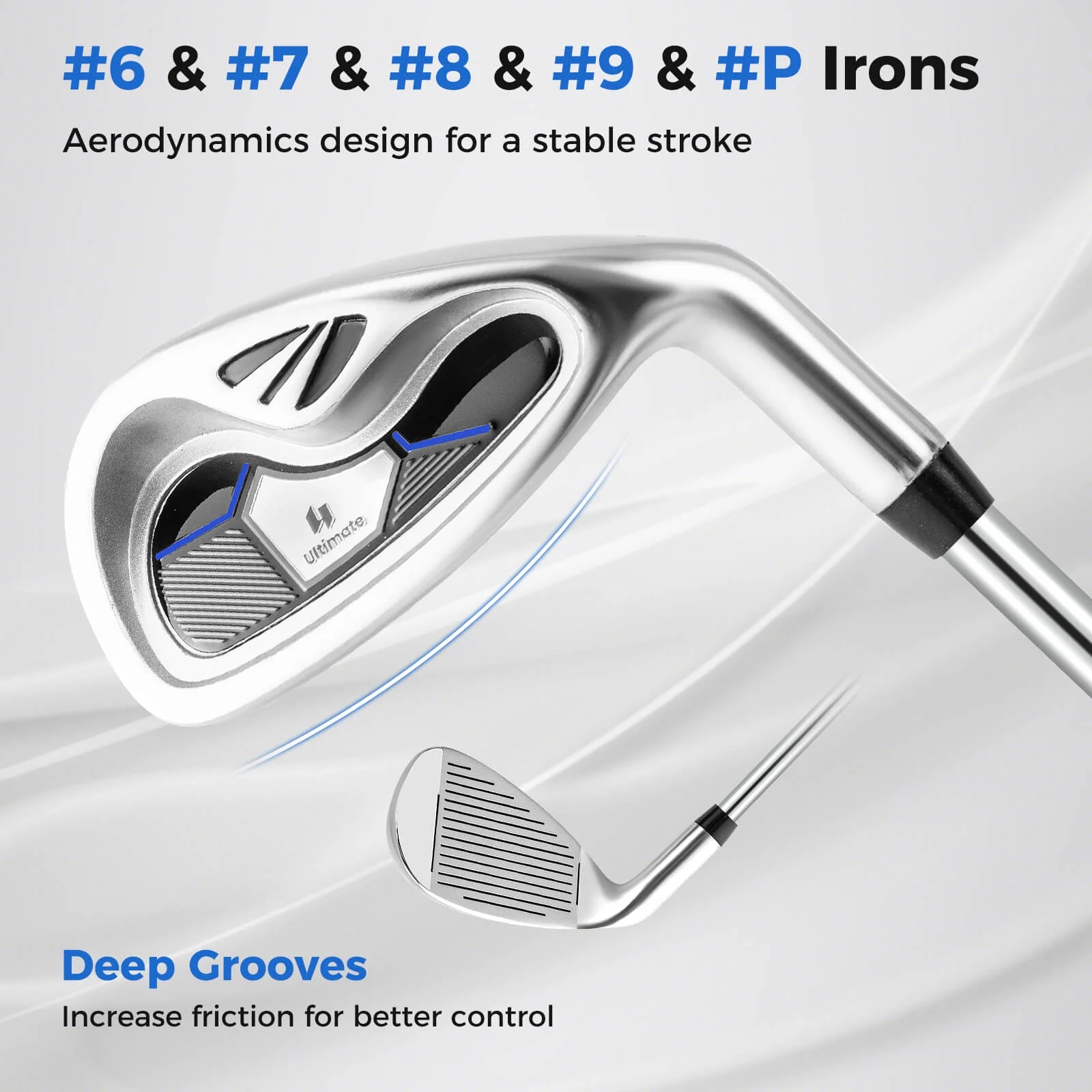 Men's Complete Golf Clubs Package Set 10 Pieces Includes Alloy Driver(White/Blue) - Image 8