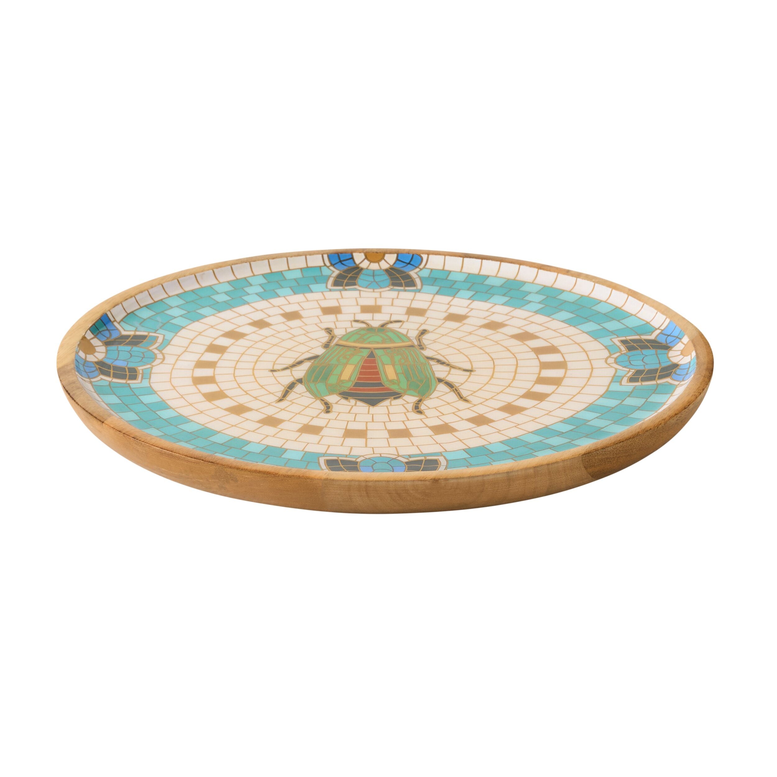 Mystic Scarab Mango Wood Round Platter 40cm