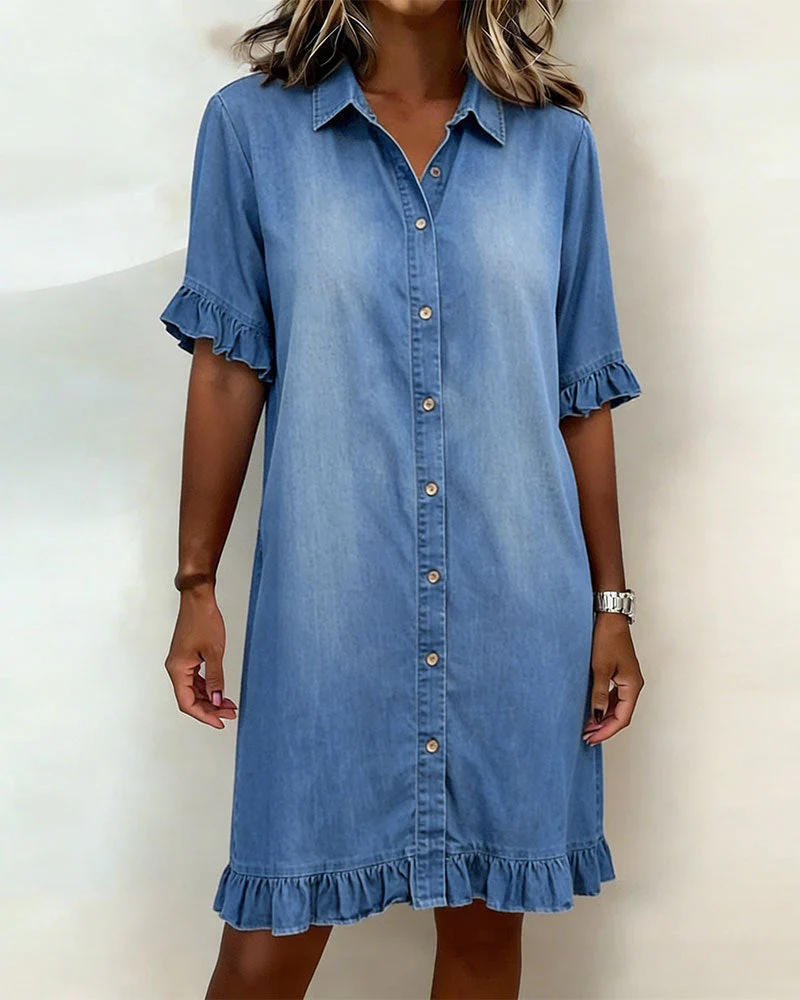Louise | Robe en Denim Confortable avec Fronces Flatteuses
