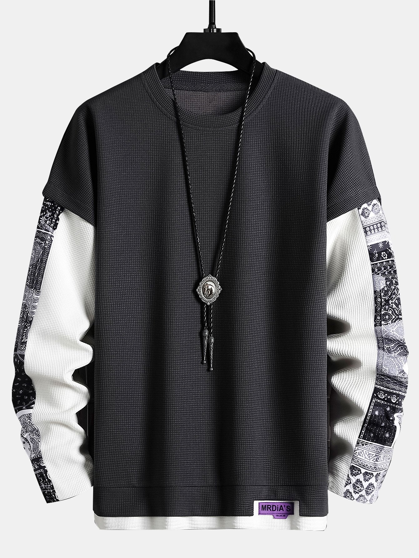 Sweat-shirt gaufré double épaisseur à imprimé cachemire