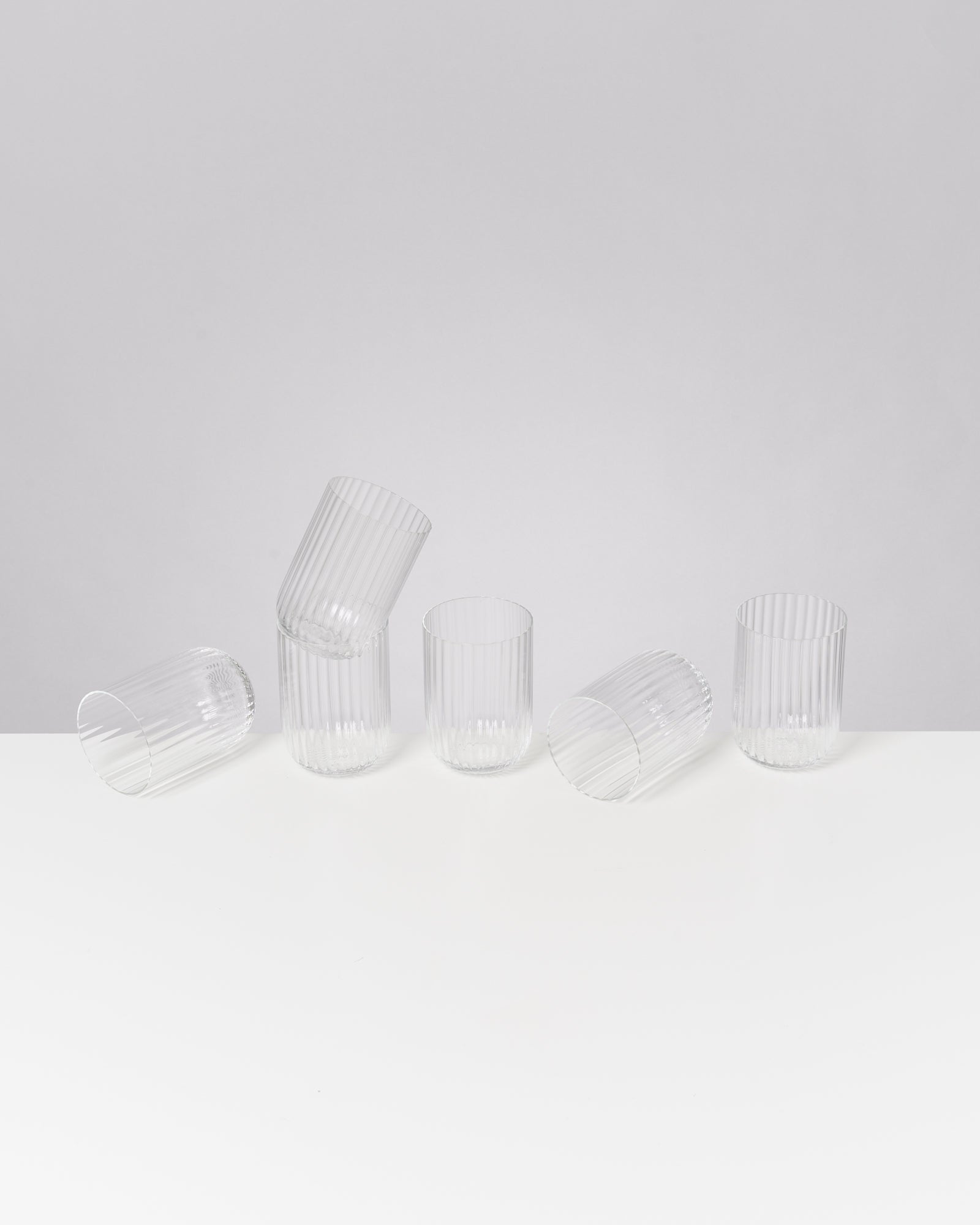 JOIA - SMALL GLASS RIFFLED TRANSPARENT SET OF 6