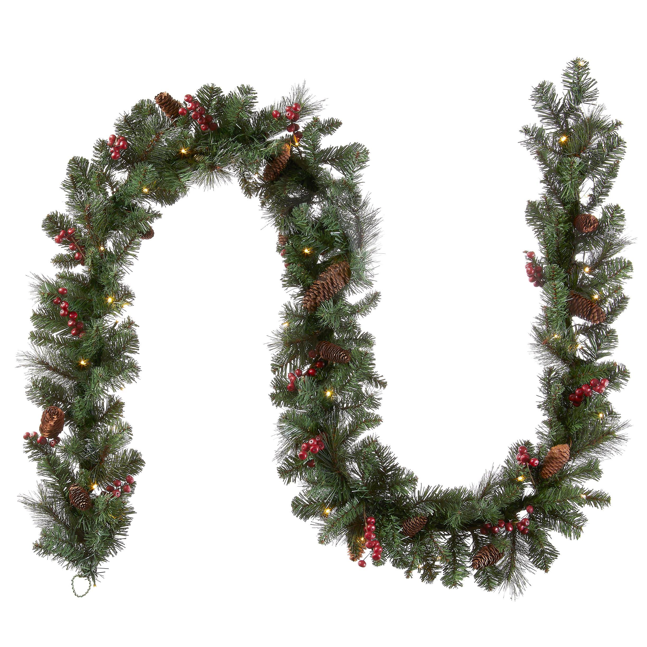 National Tree Company 9 Foot Crestwood Spruce Garland with Battery Operated