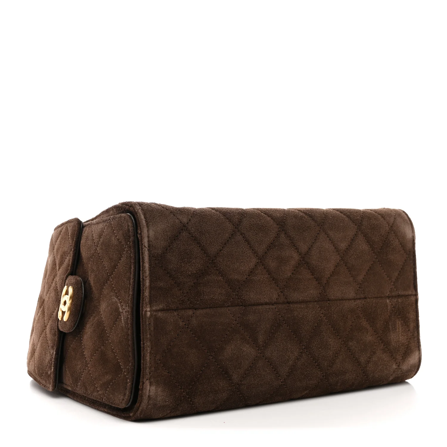 Suede Quilted Small Chanel 25 Handbag Dark Brown