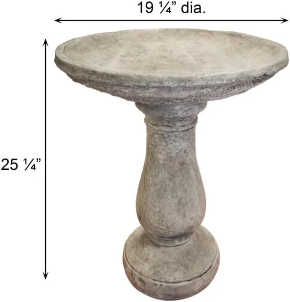 Oval 2 Piece Birdbath 24" Tall Pre-Aged - Image 3