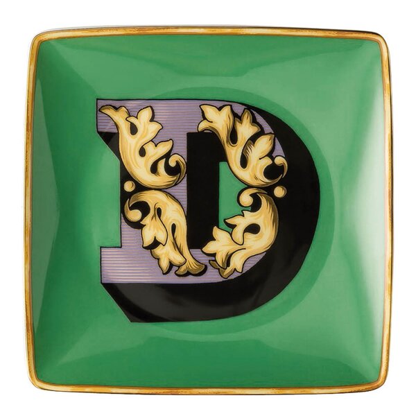 Alphabet skål 12 cm kvadratisk D
