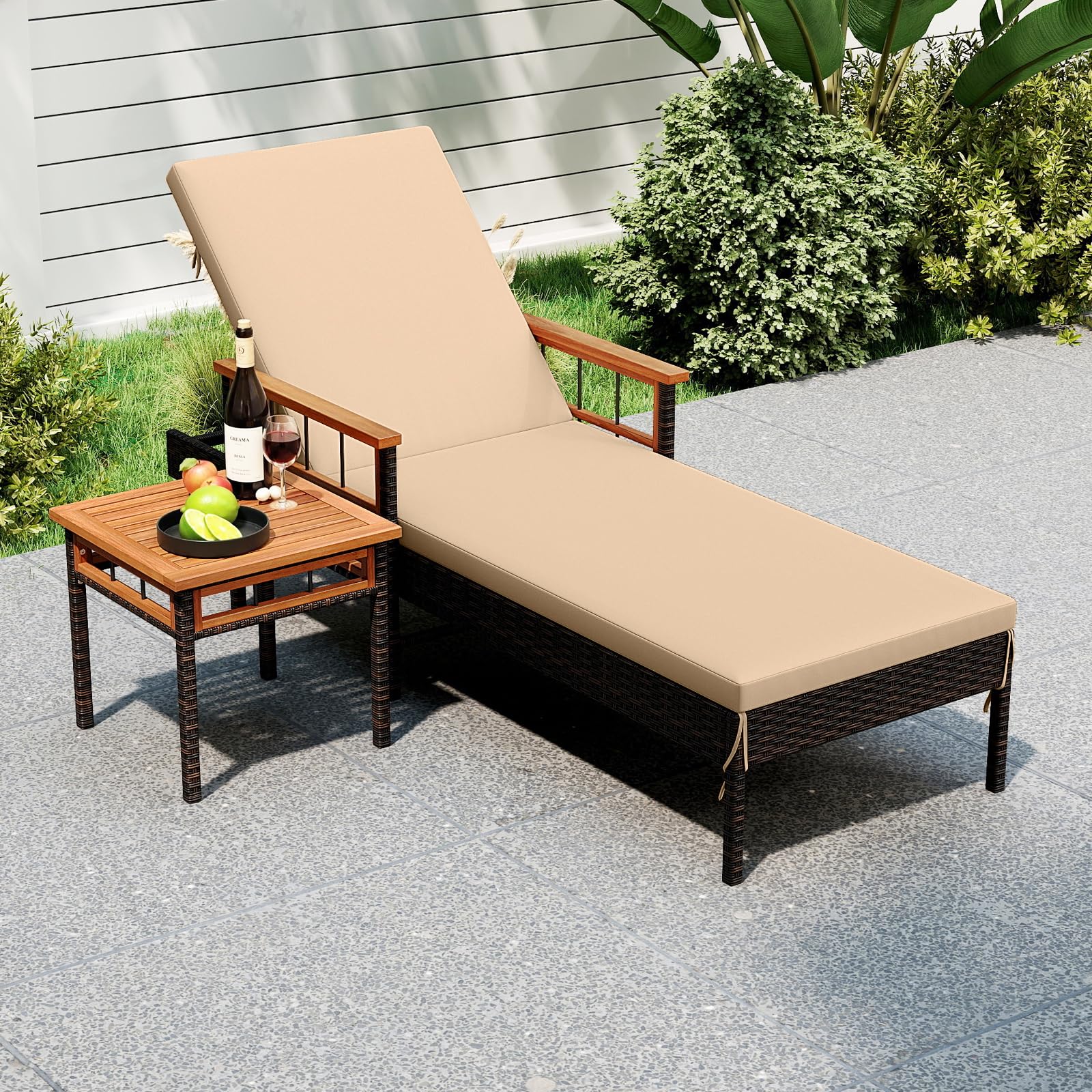 Tangkula Lounge Chair Outdoor with Side Table