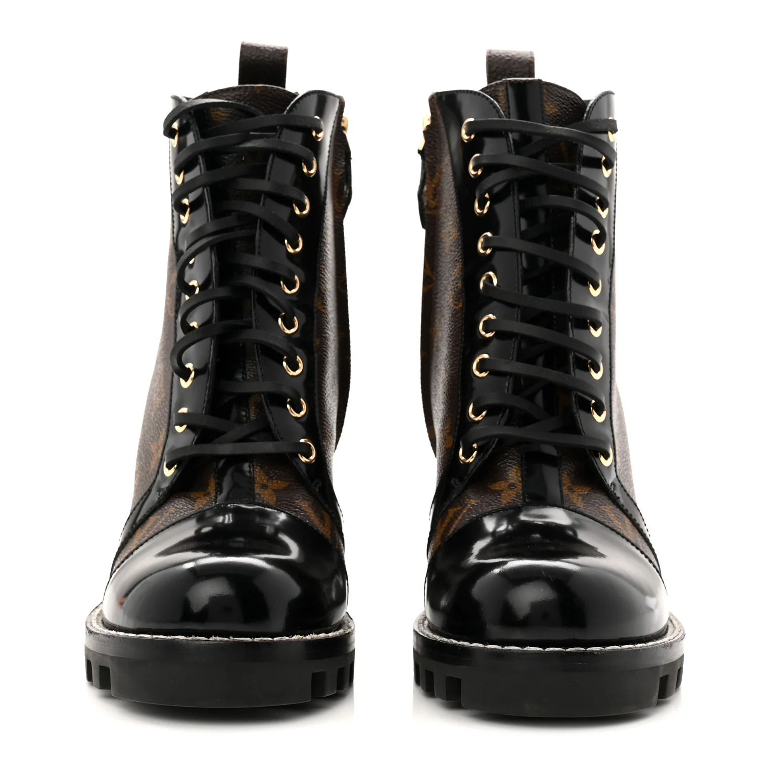 Patent Calfskin Monogram Star Trail Ankle Boots 40 Black