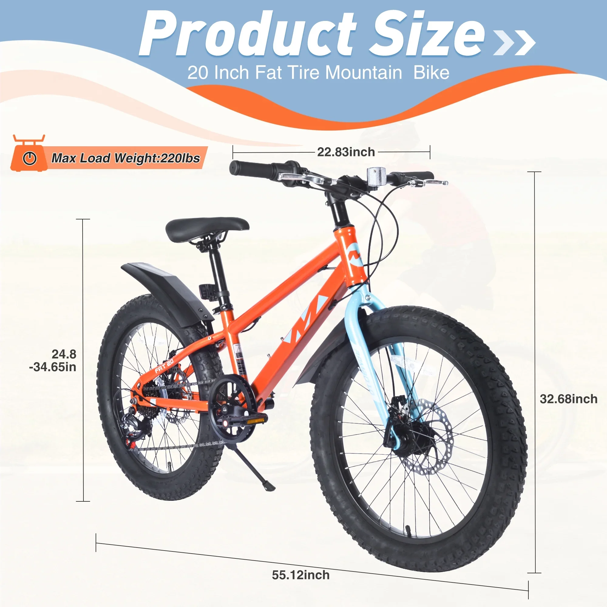 Ambifirner Newest Bike Fat Tire Mountain Bike with 20 Inch Wheels, 21 Speed with High Carbon Steel